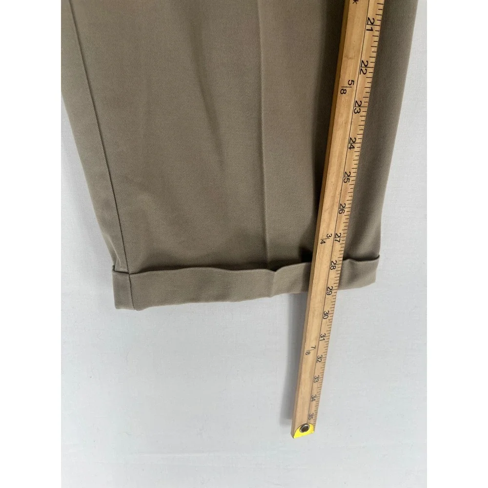 Dockers Relaxed Fit Pleated Chino Pants Mens 38x30 Khaki Tan Cuffed Hem 2783